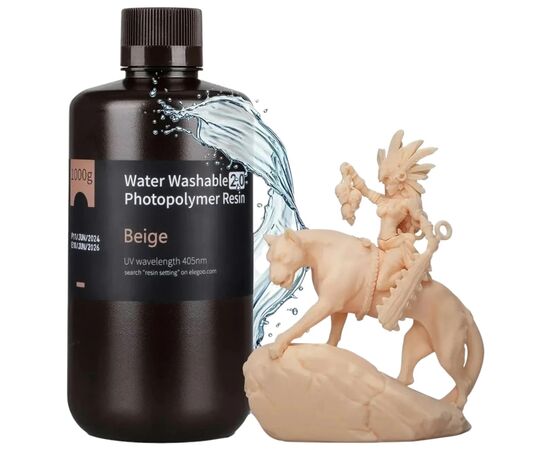 Фотополімерна смола ELEGOO Resin, Water Washable, 2.0 1кг, beige (50.103.0201) Фотополімерна смола ELEGOO Resin, Water Washable, 2.0 1кг, beige (50.103.0201)