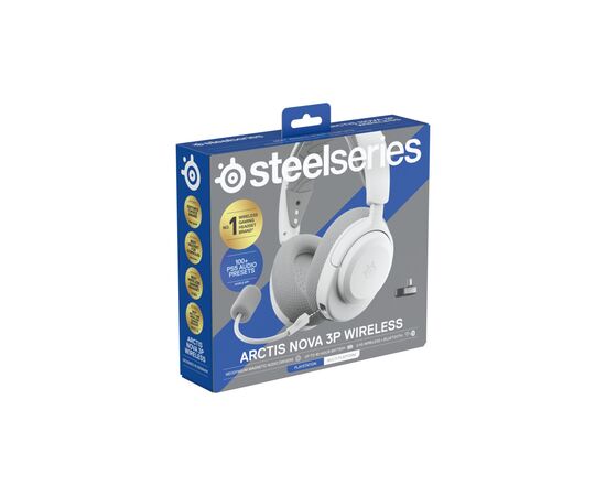 Наушники SteelSeries Arctis Nova 3P Wireless MultiPlatform White (61687), изображение 5 Наушники SteelSeries Arctis Nova 3P Wireless MultiPlatform White (61687), изображение 5