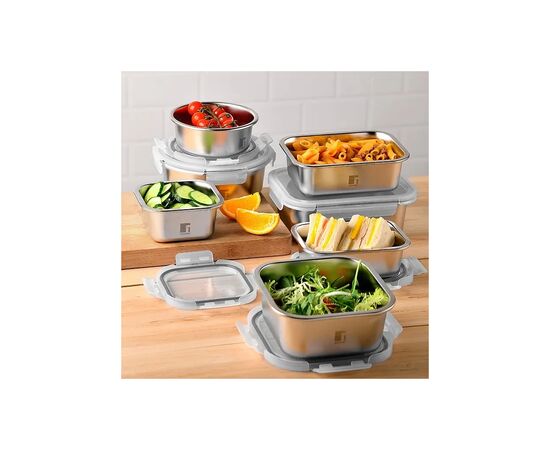Пищевой контейнер Bergner Go Lovers з нержавіючої сталі прямокутний 0,8 л (BG-36310-GY), изображение 3 Пищевой контейнер Bergner Go Lovers з нержавіючої сталі прямокутний 0,8 л (BG-36310-GY), изображение 3
