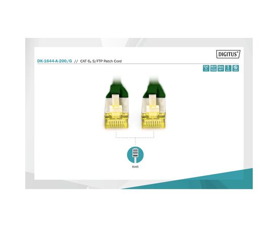 Патч-корд 20м, CAT 6a S-FTP, AWG 26/7, Cu, LSZH, green Digitus (DK-1644-A-200/G), зображення 5 Патч-корд 20м, CAT 6a S-FTP, AWG 26/7, Cu, LSZH, green Digitus (DK-1644-A-200/G), зображення 5