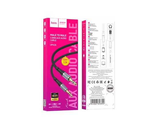 Кабель мультимедийный 3.5mm M to 3.5mm M 1.0m Black HOCO (6942007608800), изображение 6 Кабель мультимедийный 3.5mm M to 3.5mm M 1.0m Black HOCO (6942007608800), изображение 6
