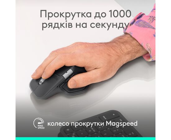 Мышка Logitech MX Master 4 for Business Wireless/Bluetooth Graphite (910-007617), изображение 5 Мышка Logitech MX Master 4 for Business Wireless/Bluetooth Graphite (910-007617), изображение 5