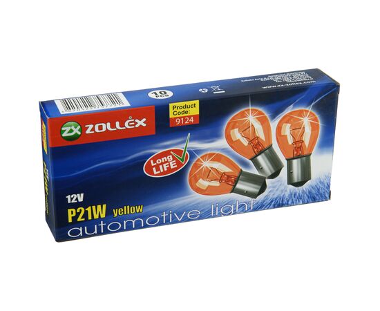 Автолампа Zollex P21W 12V жовта, изображение 2 Автолампа Zollex P21W 12V жовта, изображение 2