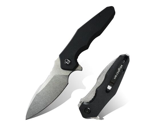 Нож Hightron Mini Ventura, D2, G10, чорний, сталевий stonewash клинок (HK05BLKS), изображение 2 Нож Hightron Mini Ventura, D2, G10, чорний, сталевий stonewash клинок (HK05BLKS), изображение 2