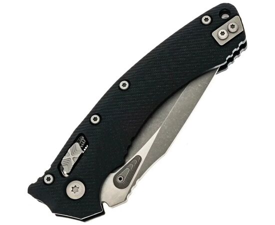 Ніж Microtech Amphibian Ram-Lock, клинок Apoc Fluted, руків'я чорне G10 (137RL-10APFLGTBK), зображення 3 Ніж Microtech Amphibian Ram-Lock, клинок Apoc Fluted, руків'я чорне G10 (137RL-10APFLGTBK), зображення 3