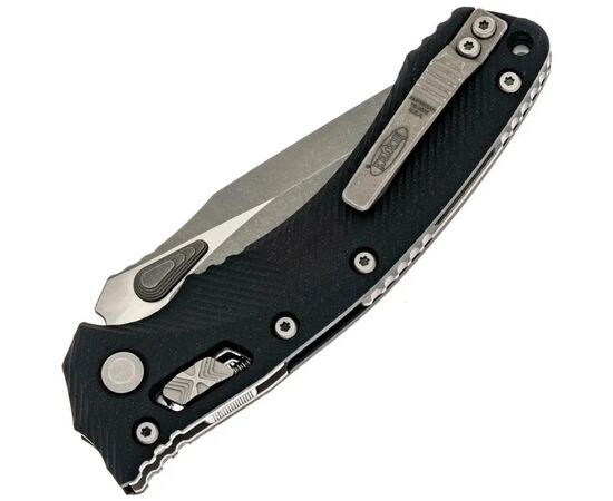 Ніж Microtech Amphibian Ram-Lock, клинок Apoc Fluted, руків'я чорне G10 (137RL-10APFLGTBK), зображення 4 Ніж Microtech Amphibian Ram-Lock, клинок Apoc Fluted, руків'я чорне G10 (137RL-10APFLGTBK), зображення 4