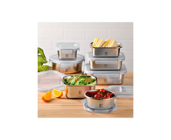 Пищевой контейнер Bergner Go Lovers з нержавіючої сталі прямокутний 1,8 л (BG-36312-GY), изображение 3 Пищевой контейнер Bergner Go Lovers з нержавіючої сталі прямокутний 1,8 л (BG-36312-GY), изображение 3