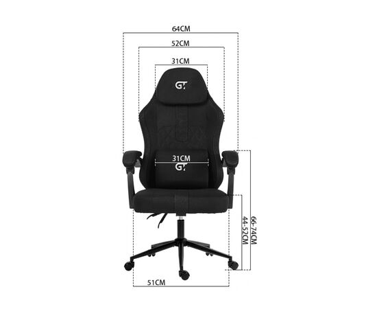 Кресло игровое GT Racer X-2326 Black/Blue (X-2326 Fabric Black/Blue), изображение 6 Кресло игровое GT Racer X-2326 Black/Blue (X-2326 Fabric Black/Blue), изображение 6