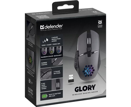 Мишка Defender Glory GM-514 LED Wireless Black (52514), зображення 7 Мишка Defender Glory GM-514 LED Wireless Black (52514), зображення 7