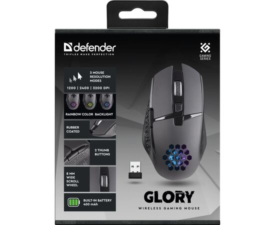 Мишка Defender Glory GM-514 LED Wireless Black (52514), зображення 8 Мишка Defender Glory GM-514 LED Wireless Black (52514), зображення 8