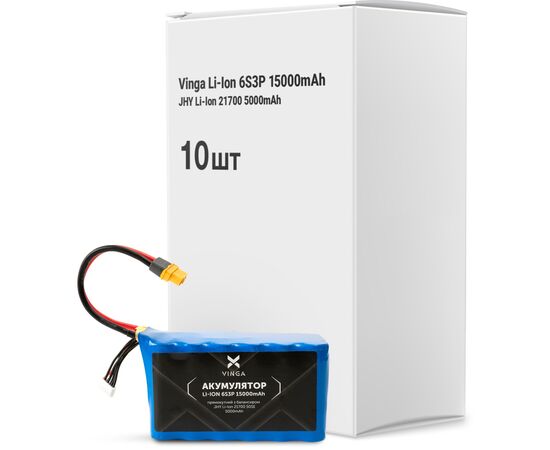 Аккумулятор для дрона Vinga Li-Ion 6S3P 15000mAh коробка 10 шт (JHY Li-Ion 21700 5000mAh) (V6S3P-10PCS-15000MAH) Аккумулятор для дрона Vinga Li-Ion 6S3P 15000mAh коробка 10 шт (JHY Li-Ion 21700 5000mAh) (V6S3P-10PCS-15000MAH)