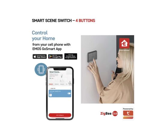 Розумний вимикач EMOS H5016 4 buttons ZigBee 3.0 Black (H5016), зображення 10 Розумний вимикач EMOS H5016 4 buttons ZigBee 3.0 Black (H5016), зображення 10