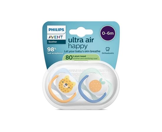 Пустышка Philips AVENT Ultra Air 0-6 місяців 2 шт жовто-блакитна (SCF080/23), изображение 2 Пустышка Philips AVENT Ultra Air 0-6 місяців 2 шт жовто-блакитна (SCF080/23), изображение 2