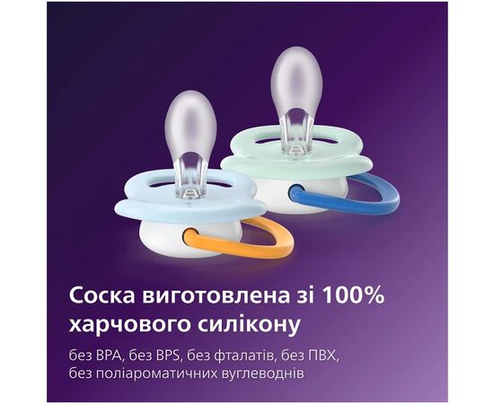 Пустышка Philips AVENT Ultra Air 0-6 місяців 2 шт жовто-блакитна (SCF080/23), изображение 9 Пустышка Philips AVENT Ultra Air 0-6 місяців 2 шт жовто-блакитна (SCF080/23), изображение 9