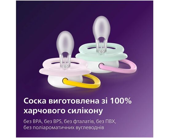 Пустышка Philips AVENT Ultra Air 0-6 місяців 2 шт жовто-рожева (SCF080/24), изображение 9 Пустышка Philips AVENT Ultra Air 0-6 місяців 2 шт жовто-рожева (SCF080/24), изображение 9