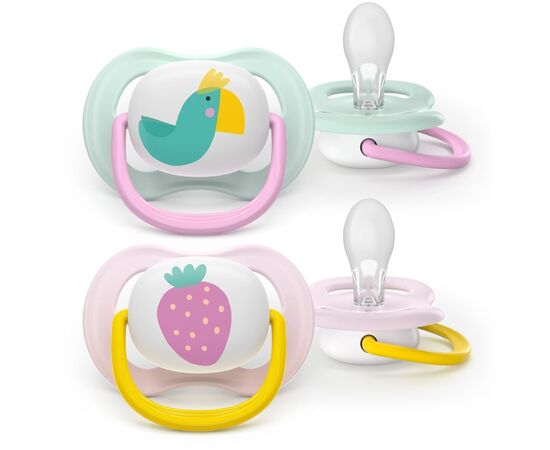 Пустышка Philips AVENT Ultra Air 0-6 місяців 2 шт жовто-рожева (SCF080/24) Пустышка Philips AVENT Ultra Air 0-6 місяців 2 шт жовто-рожева (SCF080/24)