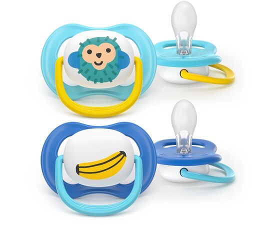 Пустышка Philips AVENT Ultra Air 6-18 місяців 2 шт синьо-жовта (SCF080/26) Пустышка Philips AVENT Ultra Air 6-18 місяців 2 шт синьо-жовта (SCF080/26)