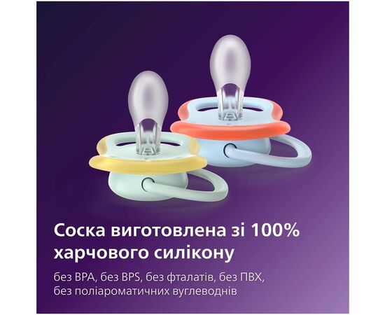 Пустышка Philips AVENT Ultra Air 0-6 місяців 2 шт (SCF087/01), изображение 8 Пустышка Philips AVENT Ultra Air 0-6 місяців 2 шт (SCF087/01), изображение 8