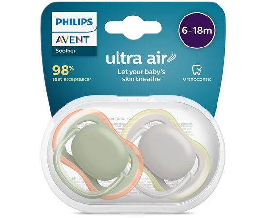 Пустышка Philips AVENT Ultra Air 6-18 міс 2 шт (SCF085/20), изображение 2 Пустышка Philips AVENT Ultra Air 6-18 міс 2 шт (SCF085/20), изображение 2
