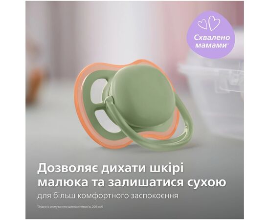 Пустышка Philips AVENT Ultra Air 6-18 міс 2 шт (SCF085/20), изображение 3 Пустышка Philips AVENT Ultra Air 6-18 міс 2 шт (SCF085/20), изображение 3