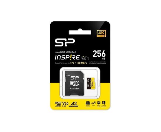 Карта памяти Silicon Power 256GB microSDXC class 10 UHS-I U3 V30 A1 Inspire (SP256GBSTXLA2V1NSP)