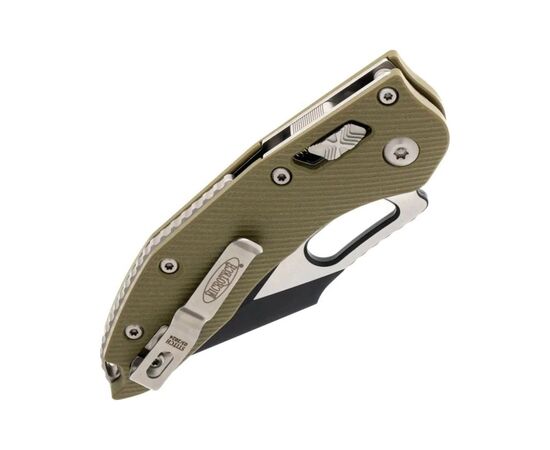 Ніж Microtech Stitch Ram-Lock, fluted, чорний клинок, руків'я G10 OD green (169RL-1FLGTOD), зображення 5 Ніж Microtech Stitch Ram-Lock, fluted, чорний клинок, руків'я G10 OD green (169RL-1FLGTOD), зображення 5
