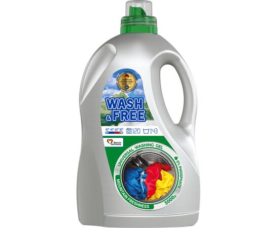 Гель для стирки Wash&Free Горная свежесть 5 кг (4262396142221) Гель для стирки Wash&Free Горная свежесть 5 кг (4262396142221)