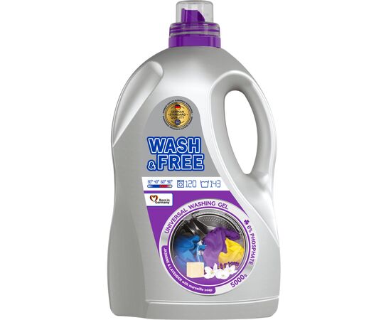 Гель для стирки Wash&Free Жасмин и Лаванда с Марсельским мылом 5 кг (4260637721266)