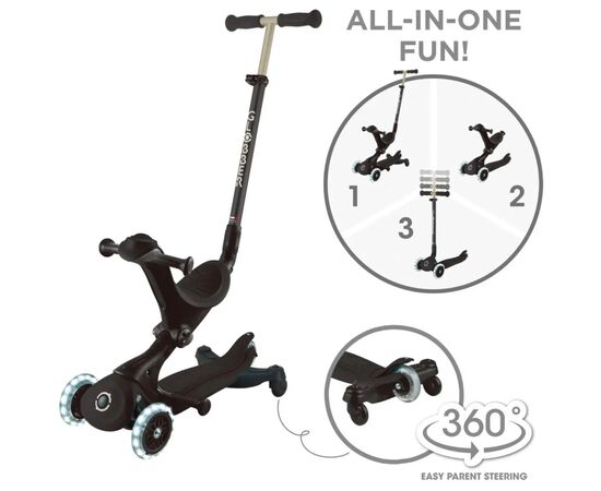 Самокат Globber Go Up Deluxe Lights 5 в 1 колеса з підсвіткою Чорний (646-720-2), изображение 9 Самокат Globber Go Up Deluxe Lights 5 в 1 колеса з підсвіткою Чорний (646-720-2), изображение 9