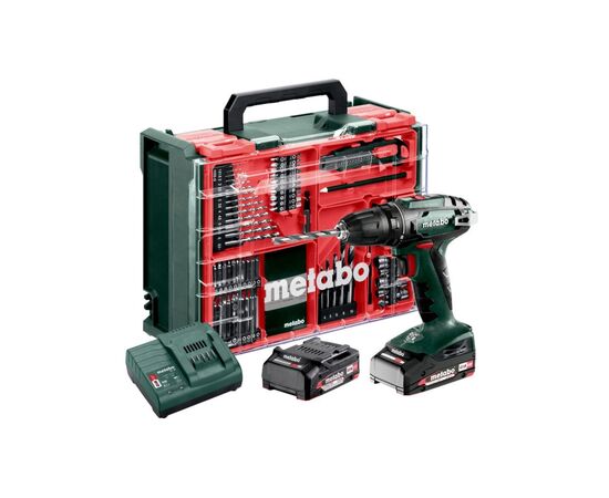 Шуруповерт Metabo BS 18 Set, 18V. 2х2Ah, 24·48Нм, 0-450·0-1600об/мин, 1.3кг (602207710)