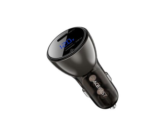 Зарядное устройство Acefast B10 Car Charger 2xUSB-C 60W with digital display Metal Black (6974316282358), изображение 3 Зарядное устройство Acefast B10 Car Charger 2xUSB-C 60W with digital display Metal Black (6974316282358), изображение 3