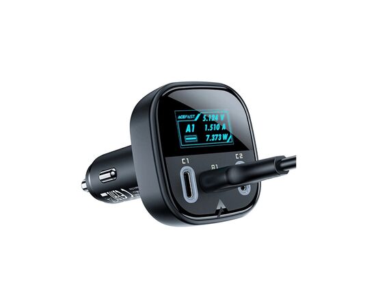 Зарядное устройство Acefast B5 Car Charger 2xUSB-C + 1xUSB-A 101W OLED smart display Metal Black (6974316281436), изображение 3 Зарядное устройство Acefast B5 Car Charger 2xUSB-C + 1xUSB-A 101W OLED smart display Metal Black (6974316281436), изображение 3