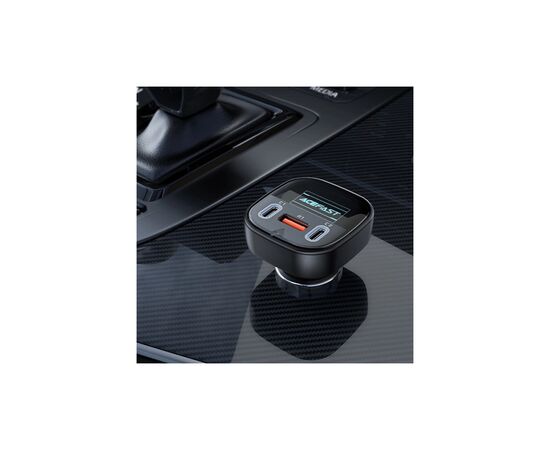 Зарядное устройство Acefast B5 Car Charger 2xUSB-C + 1xUSB-A 101W OLED smart display Metal Black (6974316281436), изображение 5 Зарядное устройство Acefast B5 Car Charger 2xUSB-C + 1xUSB-A 101W OLED smart display Metal Black (6974316281436), изображение 5