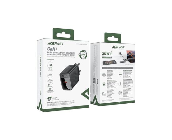 Зарядное устройство Acefast A102 USB-C PD30W GaN Black (6974316283287), изображение 7 Зарядное устройство Acefast A102 USB-C PD30W GaN Black (6974316283287), изображение 7