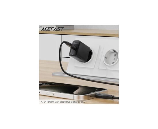 Зарядное устройство Acefast A104 USB-C PD25W GaN Black (6974316283355), изображение 5 Зарядное устройство Acefast A104 USB-C PD25W GaN Black (6974316283355), изображение 5