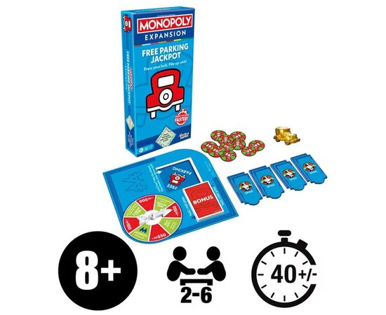 Настольная игра Hasbro Монополия Дополнение к классической игре "Джекпот! Свободная парковка" (G0718), изображение 2 Настольная игра Hasbro Монополия Дополнение к классической игре "Джекпот! Свободная парковка" (G0718), изображение 2
