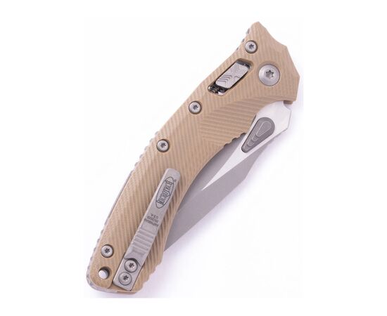 Ніж Microtech Amphibian Ram-Lock, клинок Apoc Fluted, руків'я tan G10 (137RL-10APFLGTTA), зображення 2 Ніж Microtech Amphibian Ram-Lock, клинок Apoc Fluted, руків'я tan G10 (137RL-10APFLGTTA), зображення 2