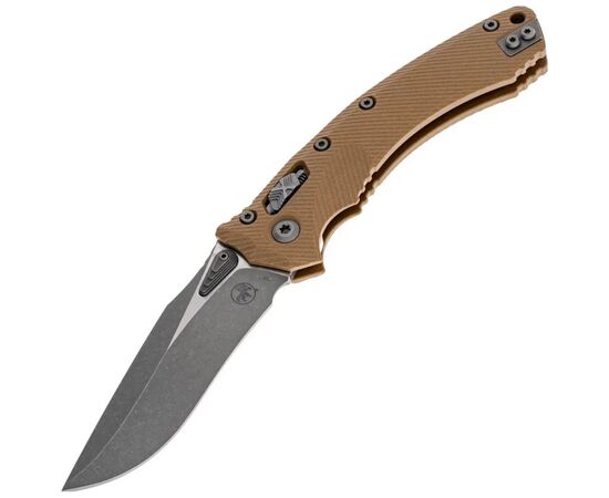Ніж Microtech Amphibian Ram-Lock, клинок Apoc Fluted, руків'я tan G10 (137RL-10APFLGTTA), зображення 4 Ніж Microtech Amphibian Ram-Lock, клинок Apoc Fluted, руків'я tan G10 (137RL-10APFLGTTA), зображення 4