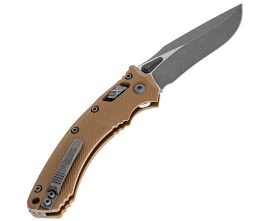 Ніж Microtech Amphibian Ram-Lock, клинок Apoc Fluted, руків'я tan G10 (137RL-10APFLGTTA), зображення 5 Ніж Microtech Amphibian Ram-Lock, клинок Apoc Fluted, руків'я tan G10 (137RL-10APFLGTTA), зображення 5
