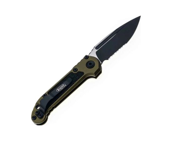 Ніж Microtech L.U.D.T S/E Gen III., чорний клинок, напівсеррейтор, руків'я OD green (1135-2OD), зображення 2 Ніж Microtech L.U.D.T S/E Gen III., чорний клинок, напівсеррейтор, руків'я OD green (1135-2OD), зображення 2