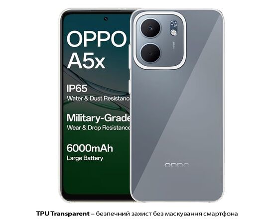 Чехол для мобильного телефона BeCover Silicone Oppo A5x 4G/5G Transparent (713789), изображение 2