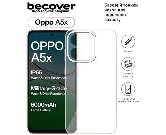 Чехол для мобильного телефона BeCover Silicone Oppo A5x 4G/5G Transparent (713789)