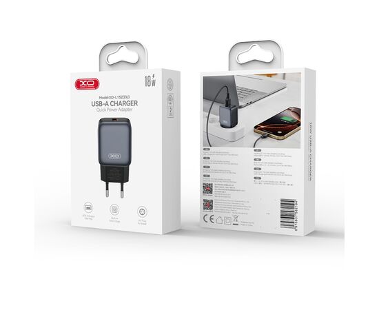 Зарядний пристрій XO USB QC3.0 18W black (L152_Black), зображення 4