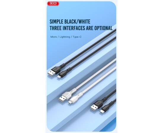 Дата кабель USB 2.0 AM to Lightning 1.0m black XO (NB230_L_Black), изображение 4 Дата кабель USB 2.0 AM to Lightning 1.0m black XO (NB230_L_Black), изображение 4