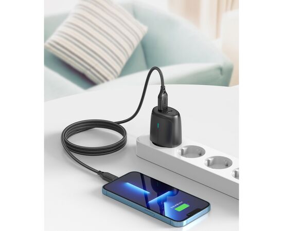 Дата кабель USB 2.0 AM to Lightning 1.0m braided black XO (NB235_L_Black), изображение 2 Дата кабель USB 2.0 AM to Lightning 1.0m braided black XO (NB235_L_Black), изображение 2