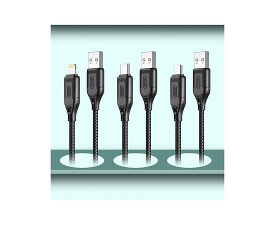 Дата кабель USB 2.0 AM to Lightning 1.0m braided black XO (NB235_L_Black), изображение 4 Дата кабель USB 2.0 AM to Lightning 1.0m braided black XO (NB235_L_Black), изображение 4