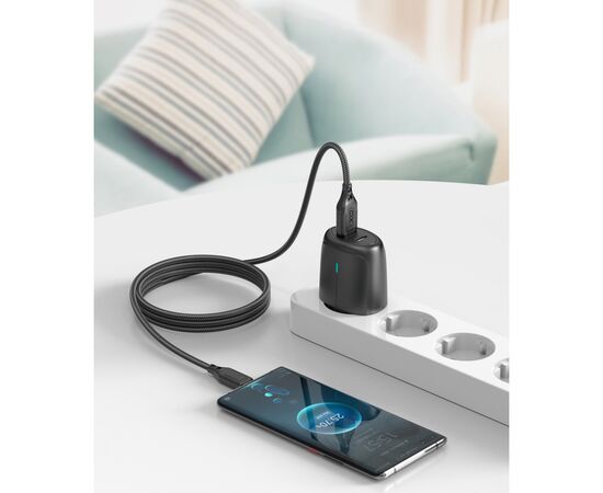 Дата кабель USB 2.0 AM to USB-C 1.0m braided black XO (NB235_C_Black), изображение 4 Дата кабель USB 2.0 AM to USB-C 1.0m braided black XO (NB235_C_Black), изображение 4