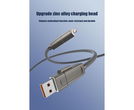 Дата кабель USB 2.0 AM to USB-C + USB 2.0 AM to Lightning 1.0m 60W gray XO (NB275_4-in-1_Gray), изображение 8 Дата кабель USB 2.0 AM to USB-C + USB 2.0 AM to Lightning 1.0m 60W gray XO (NB275_4-in-1_Gray), изображение 8