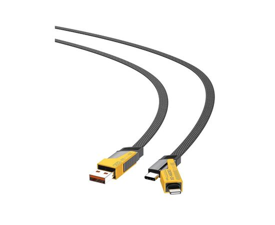Дата кабель USB 2.0 AM to USB-C + USB 2.0 AM to Lightning 1.0m 60W black XO (NB283_4-in-1_Black), изображение 2 Дата кабель USB 2.0 AM to USB-C + USB 2.0 AM to Lightning 1.0m 60W black XO (NB283_4-in-1_Black), изображение 2