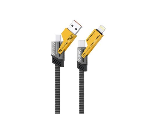 Дата кабель USB 2.0 AM to USB-C + USB 2.0 AM to Lightning 1.0m 60W black XO (NB283_4-in-1_Black), изображение 5 Дата кабель USB 2.0 AM to USB-C + USB 2.0 AM to Lightning 1.0m 60W black XO (NB283_4-in-1_Black), изображение 5